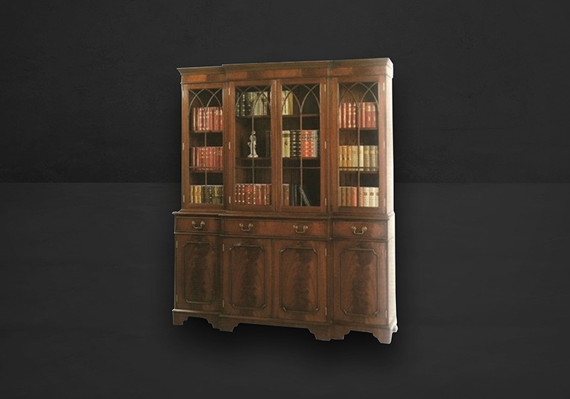 Bücherschrank Gothik Breakfront 4-türig