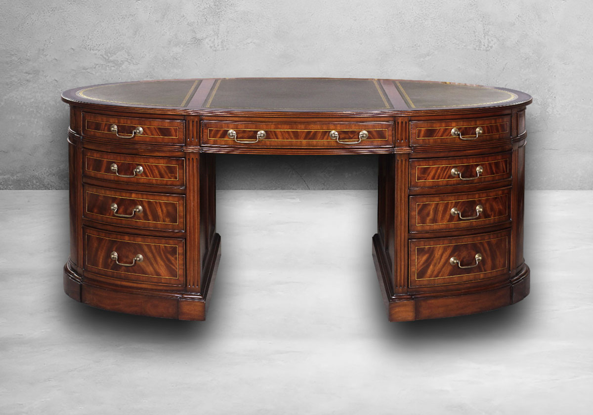 Exklusiver Ovaler Partner Schreibtisch – Bild 2