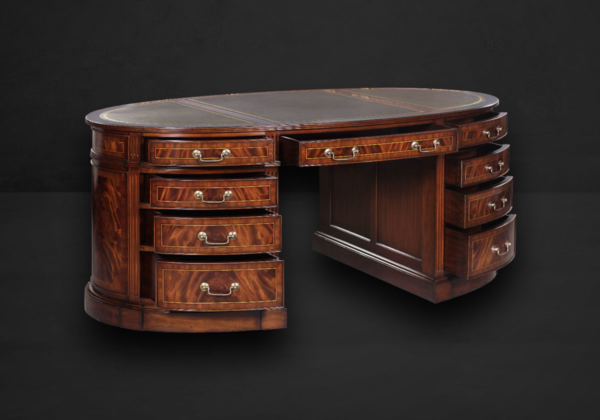 Exklusiver Ovaler Partner Schreibtisch – Bild 3