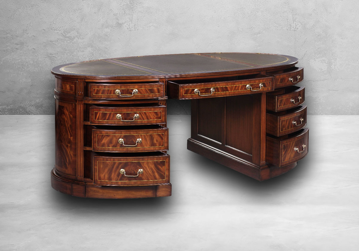 Exklusiver Ovaler Partner Schreibtisch – Bild 4